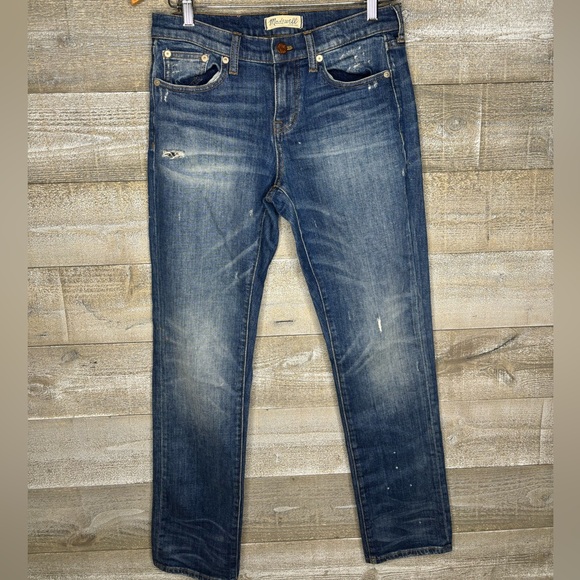 Madewell slim boy jean dark wash distressed size 26 - Picture 3 of 6